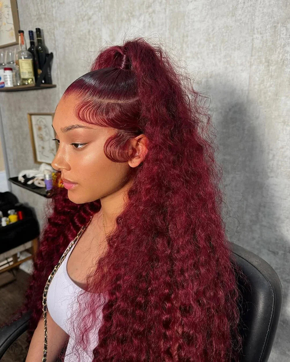 99J Burgundy Lace Front Wigs Human Hair 13x6 Deep Wave HD Lace Frontal Wigs Pre Plucked Human Hair Curly Wigs for Women 36 Inch