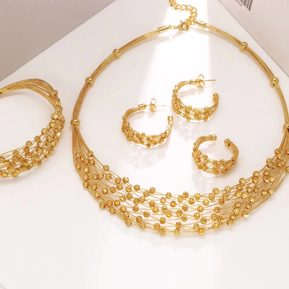 Handmade Women Jewelry Set Multi-layer 18K Gold Plated Beads Set Hight Quality Birthday Wedding Jewellery Accessories