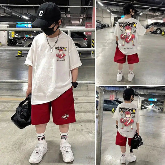 Shohoku Cotton Boys Clothes Sets Summer T-Shirt + Short Pants 2PCS Sport Basketball Kids Clothing Children Outfits 6 8 10 12 14