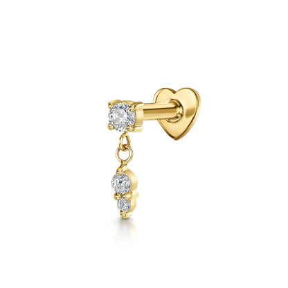 1PC 925 Sterling Silver Crown Horse Eye Zircon Heart Flat Head Cartilage Piercing Stud Earring For Women Claasic Earring