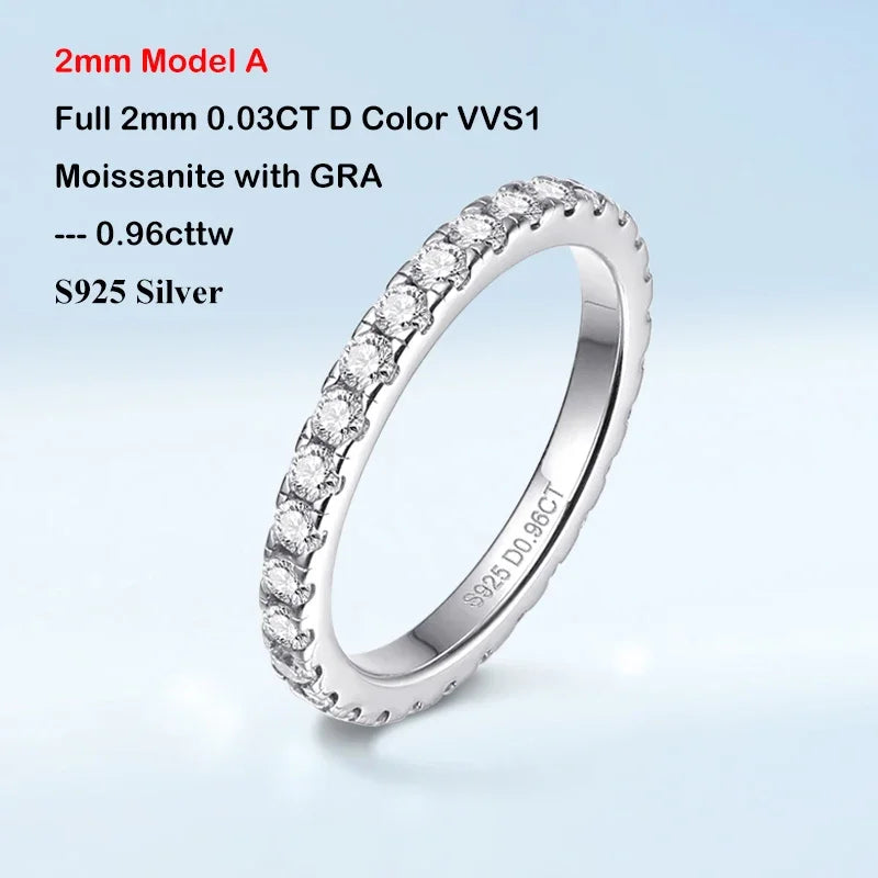 Luxury 2.2cttw 3mm Moissanite Full Enternity Diamond Engagement Ring For Women S925 Silver Wedding Band Rings Fine Jewelry