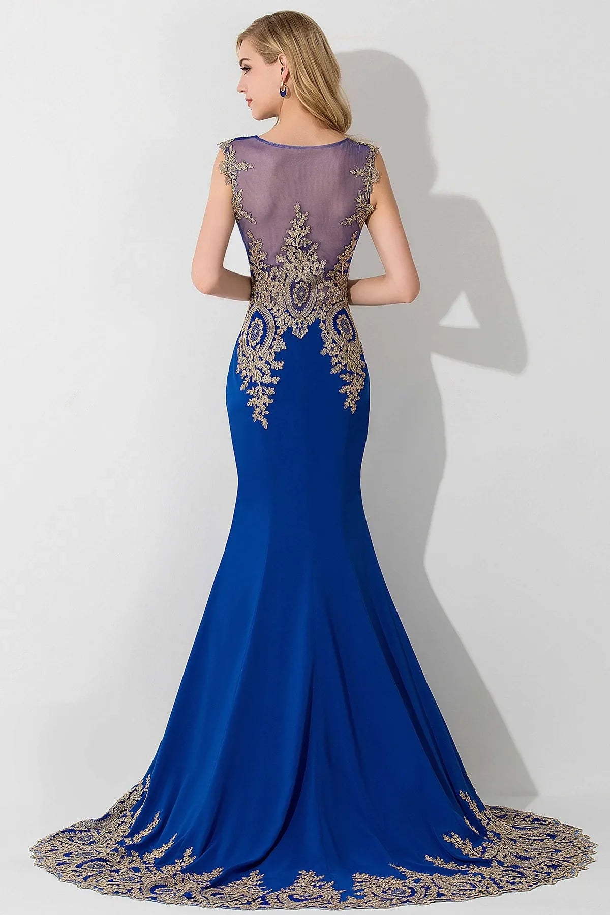 Vestidos de Baile Sereia de Renda Transparente, Luxuosos Apliques, Bordados, Missangas, Vestidos de Noite Ilusão, Vestido de Festa Longo