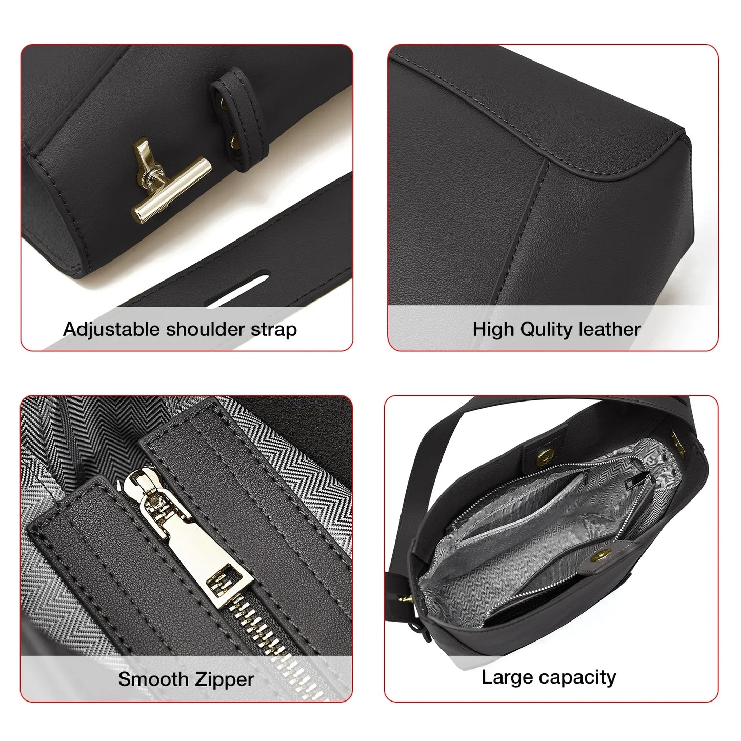 Lady Women Hobo Bucket Bag Split Leather Fashion Shoulder Bags Large Capacity Handbag Wide Adjustable Strap Female Bags