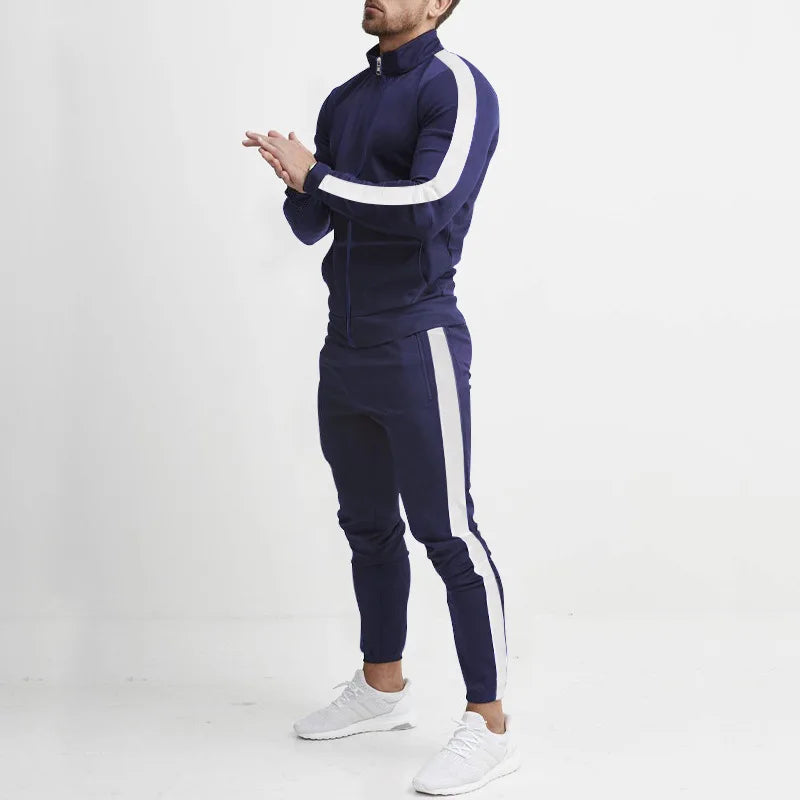 2025 autumn and winter new casual men's sports suits, color matching men's clothing, casual suits hooded trendy sports