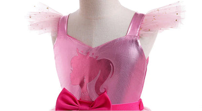 Princess Girls Rosy Movie Tutu Dress for Girl Letter B Birthday Party New Year Christmas Costumes Margot Ken Robbie