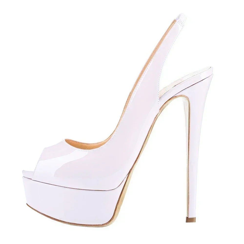 Women Sandals Sexy Pumps 14CM Platform Stripper High Heels Open Toe Stilettos Gladiator Party Dress Wedding Shoes Large Size 44