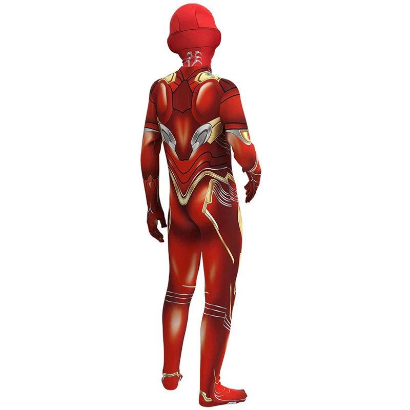 Iron Jumpsuit Cosplay Costume Superhero Adult Bodysuit Tights Stage Show Clothes Halloween Party Dress Boys