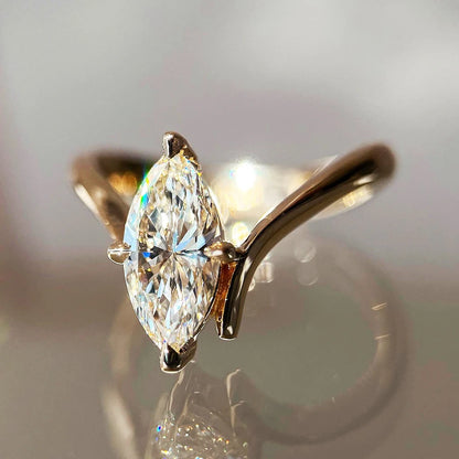 Marquise Cut Moissanite Ring Set S925 Silver Plate 18K Gold for Women GRA Certified Lab Diamond Wedding Band Gifts Jewelry