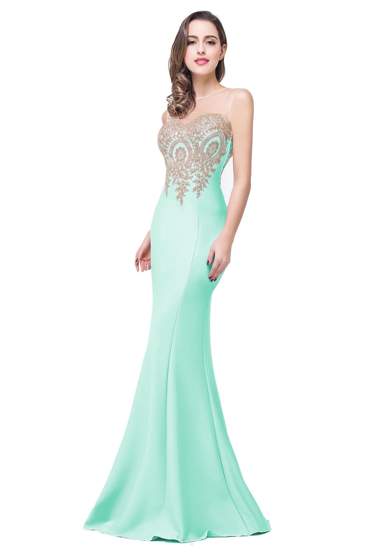 2024 Hot Sale Gold Appqulies Sweetheart Illusion Wedding Guest Gown Elegant Bridesmaid Dresses Maxi Floor Length Mermaid Gowns