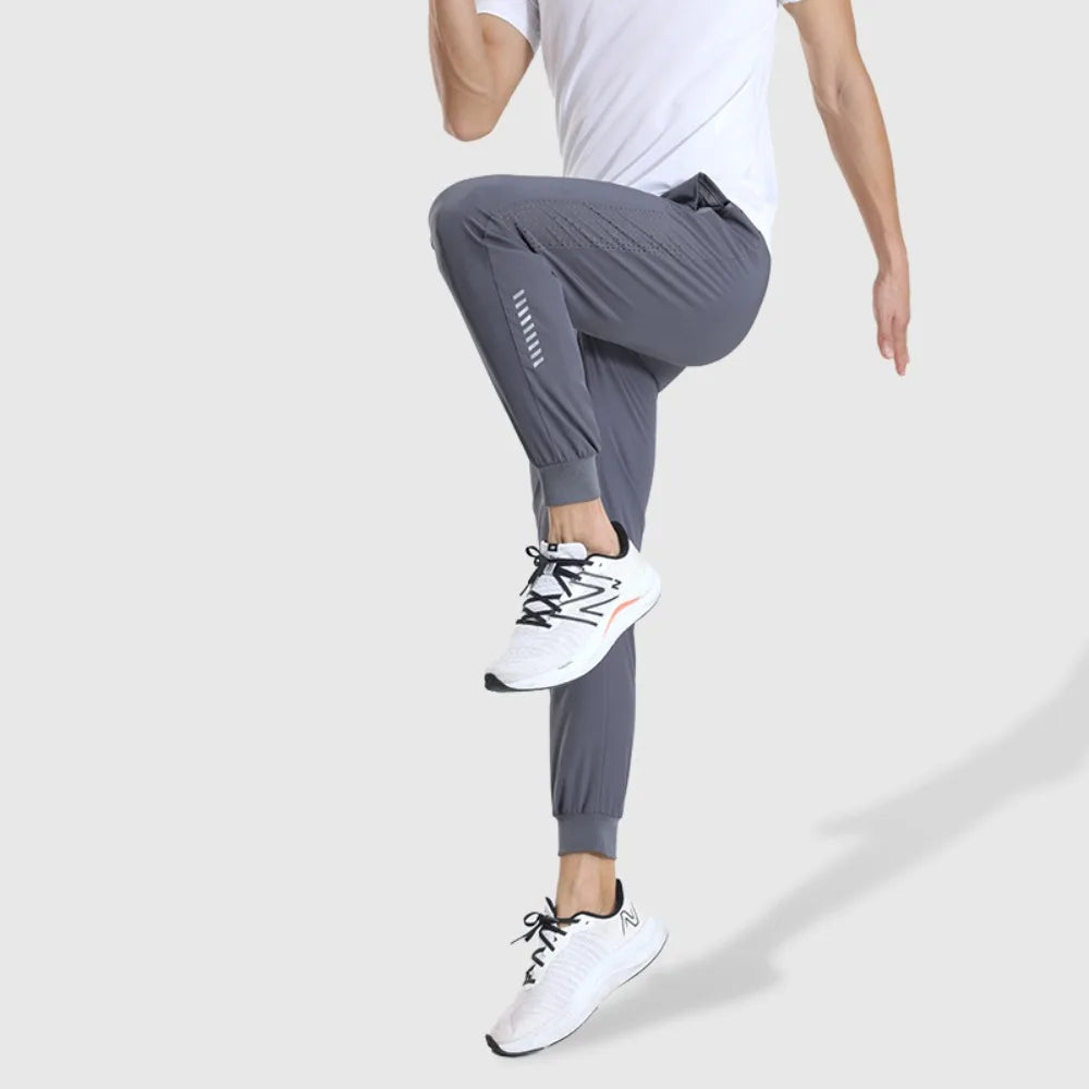 Ice Silk Thin Pants, Men's Summer Quick-Dry Design with Cuffed Ankle for Fitness and Casual Running