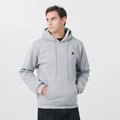 New Intelligent USB Heating Hoodie for Men Women Winter 7 Areas Coral Fleece Hooded Heated Clothes Outdoor Thermal Sportswear