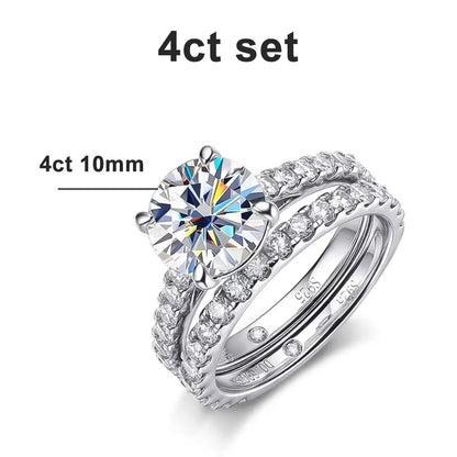 D VVS1 Moissanite Rings for women Sparkling Diamond Bridal Sets with GRA s925 Sterling Sliver Plated 18k Eternity Band