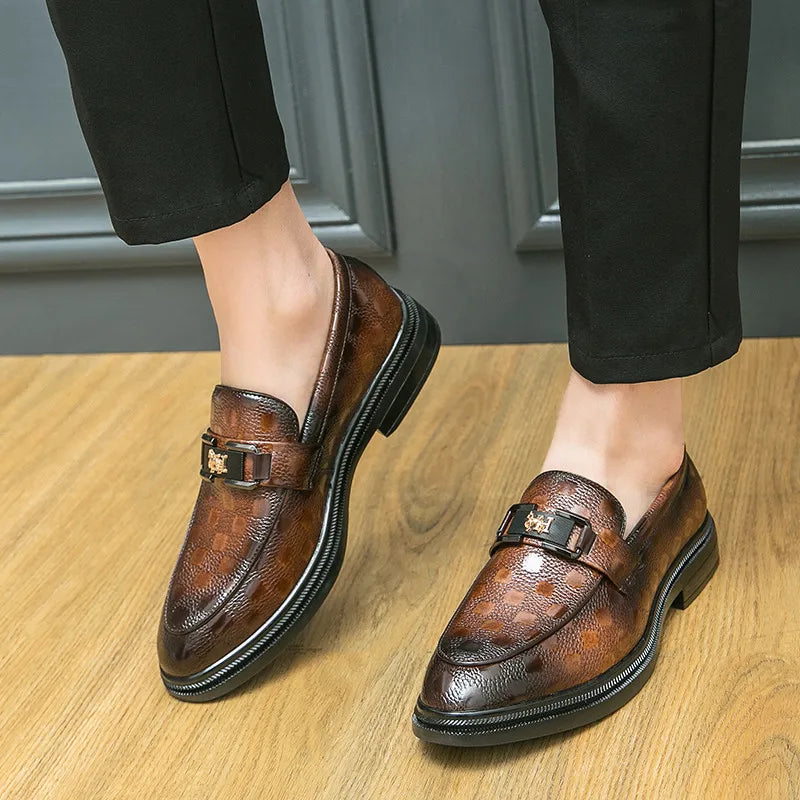 Original Design Dress Shoes For Men Business Casual Leather Formal Shoes Man Fashion Green Comfortable Slip-on Men's Social Shoe