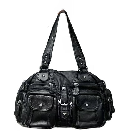 Women Small Handbags Satchel Top-handle Handbag PU Shoulder Bag 8”x11” Dumpling Pack Multi-pockets Shoulder Bag
