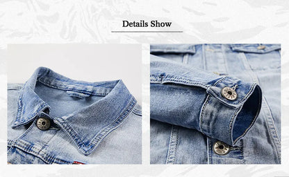 Spring Autumn Denim Suit Men's Slim Micro-stretch Two-piece Spring and Autumn Jacket Jeans