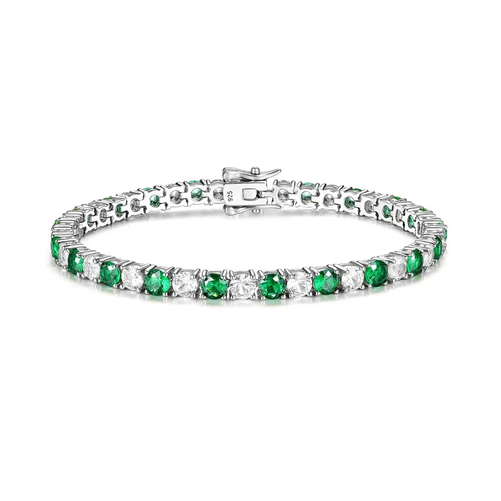 4mm 5mm Moissanite Diamond and Emerald Ruby Tennis Bracelet for Women Men S925 Sterling Silver Fine Jewelry