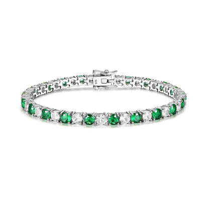 4mm 5mm Moissanite Diamond and Emerald Ruby Tennis Bracelet for Women Men S925 Sterling Silver Fine Jewelry