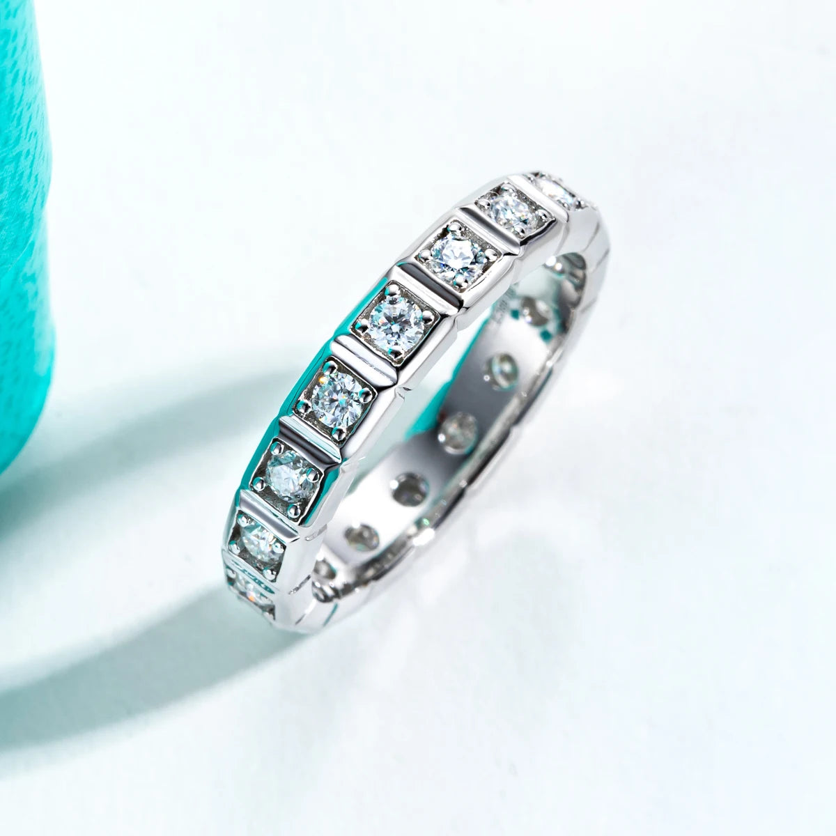 2.2mm D Color Moissanite Princess Eternity Band Ring 925 Sterling Silver Wedding Band For Women Jewelry Wholesale