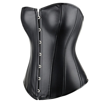 Women Sexy Leather Corset Top Overbust Punk Style Push Up Bustier Body Shaper Slimming Korset