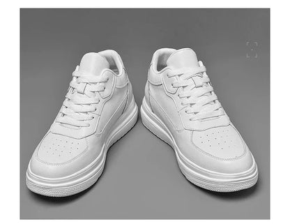 Novos sapatos masculinos invisíveis para aumentar a altura, sapatos esportivos de 6 CM-8 CM-10 CM, sapatos esportivos de couro branco para homens, tamanhos ampliados 36-46