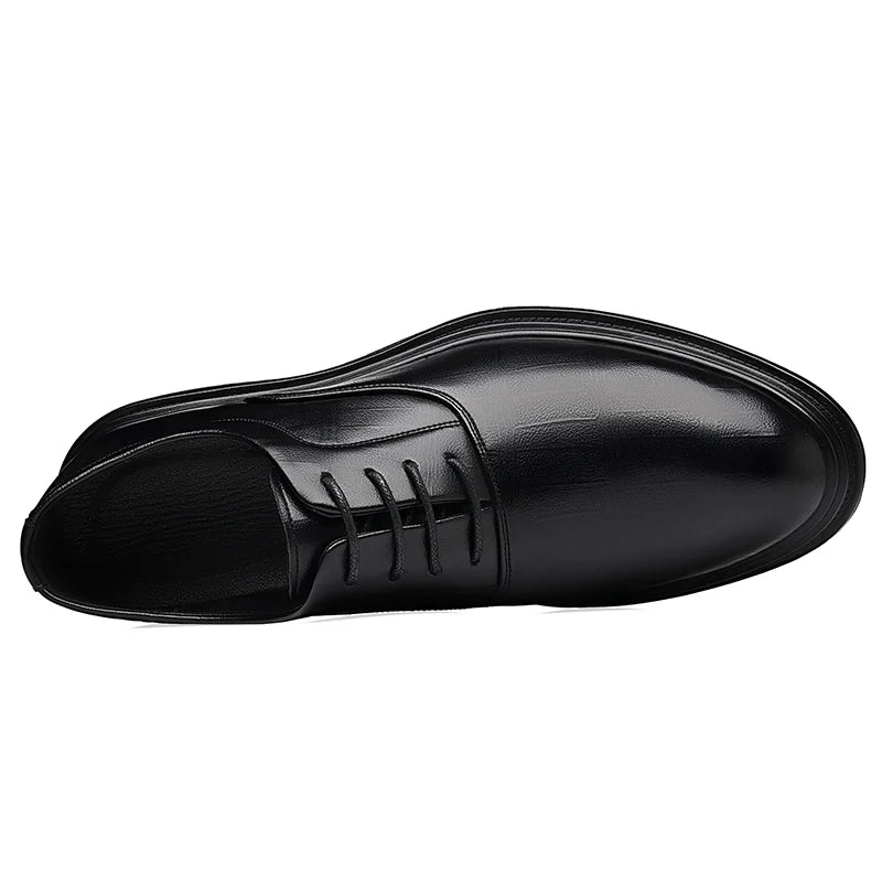 Men Dress Shoes Black Soft Leather Men Heighten Formal Shoes Casual Business Men Oxfords Suit Shoes