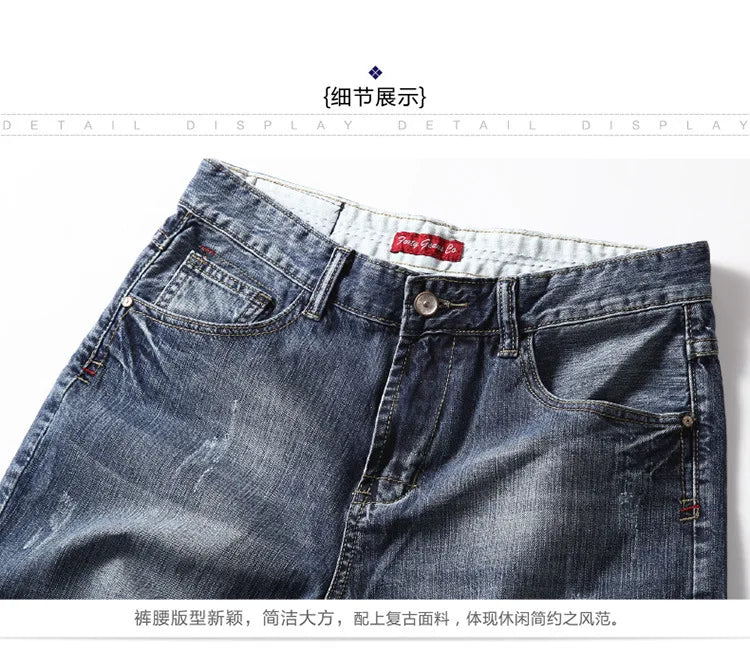 Men Gray Denim Shorts Jeans Pants Good Quality Men Cotton Knee Length Short Jeans New Summer Male Large Size Denim Shorts 42