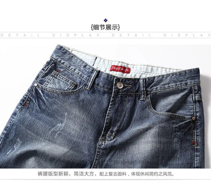 Men Gray Denim Shorts Jeans Pants Good Quality Men Cotton Knee Length Short Jeans New Summer Male Large Size Denim Shorts 42