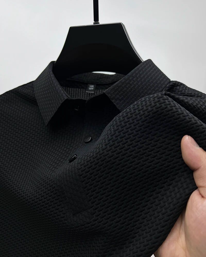 Upto EUR Sizes Tall Man Brand Top-Quality Men's Golf Shirt Lop-up Hollow Short-sleeved Polo Shirt SummerIce Silk Breathable Tee