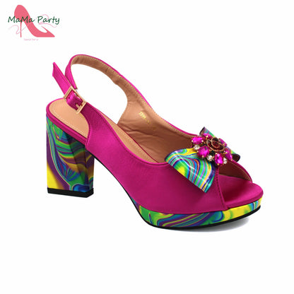 Red Color Italian Design Shoes Matching Bag Set Super High Heels Pumps for Garden Party