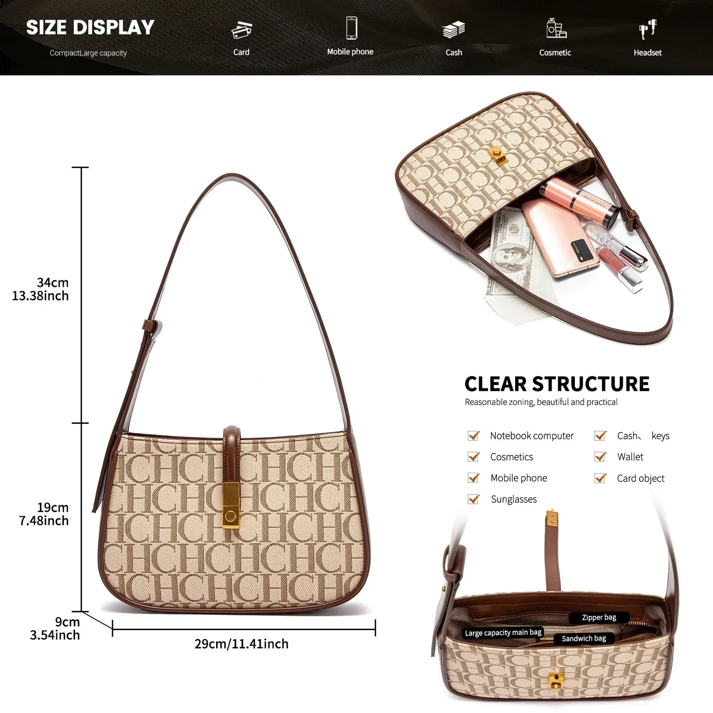 Timeless Classic Women's Party Handbag for Multiple Occasions Retro-Inspired Luxury Monogram Handbag