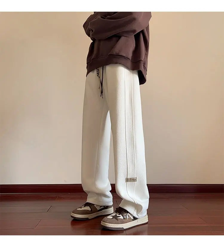 High-street cool pineapple plaid straight-leg wide-leg pants for men, casual outdoor party loose floor-length pants