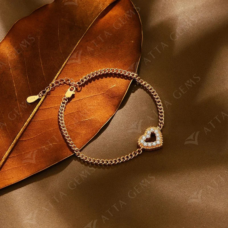 2024 Luxury Bracelets D VVS1 Moissanite Diamond 0.42 CTW for Women Heart Shape S925 Sterling Silver Birthday Party Gift