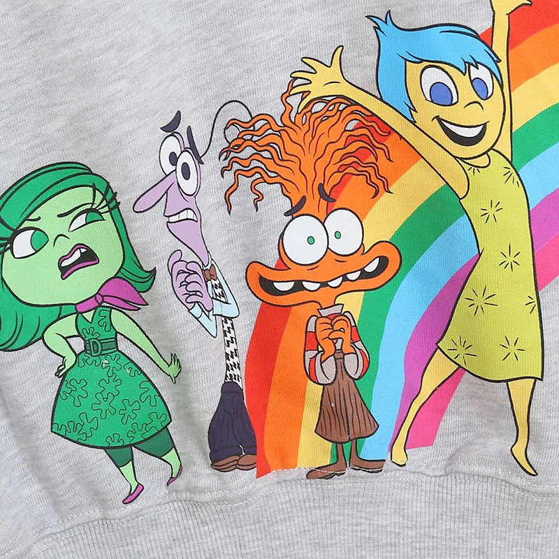 Embroidery Sweatshirt Inside Out Cartoon Jumper O Neck Long Sleeve Women Casual Pullover Top