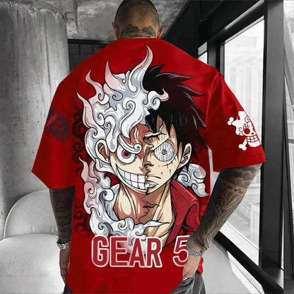 One Piece Luffy Men's T-Shirt Graphic Tee Anime Print Short Sleeve Tee Summer New Oversized Streetwear Anime Cosplay Y2k Clothes