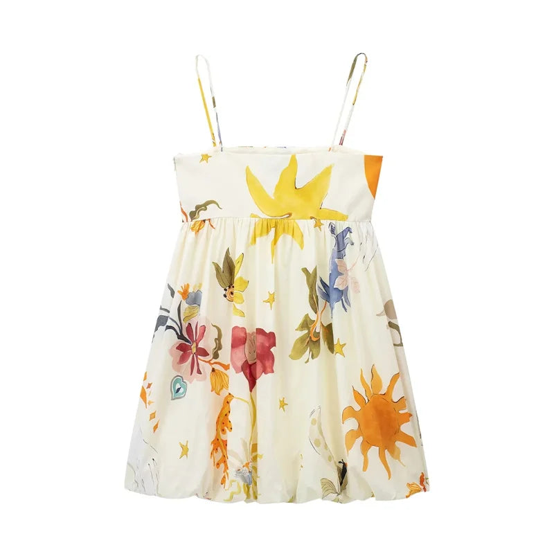 Print Slip Mini Dress Women Sleeveless Summer Dress Woman 2025 Ruched Sundress Vestidos Backless Short Dresses for Women