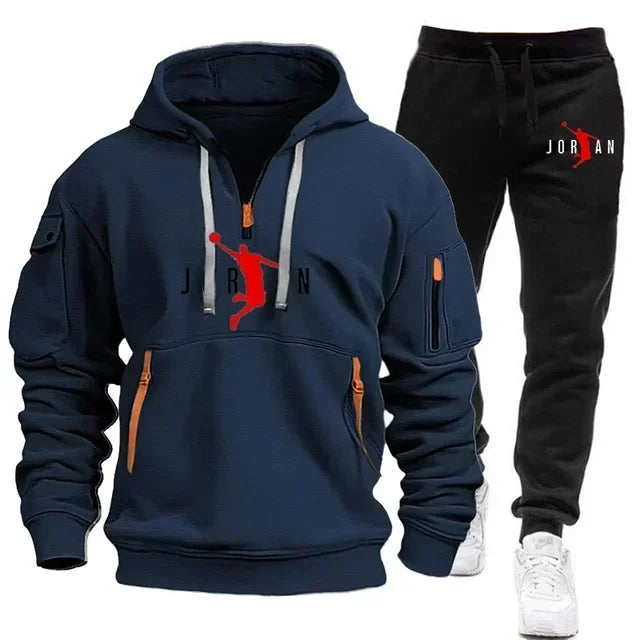 2025 New Autumn and winter new trend men's blazer + Tracksuit pants Fashion casual jogging print sportswear outdoor sportswear