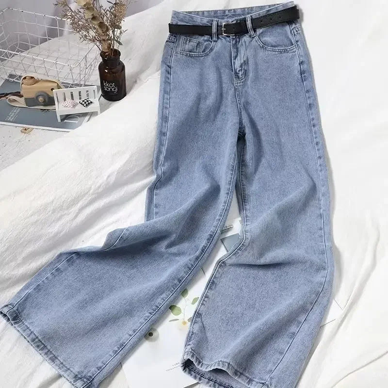 Vintage Jeans Women's Summer Thin Straight-leg Loose-fit Petite High-waisted Draped Wide-leg Long Pants New 2024 Model