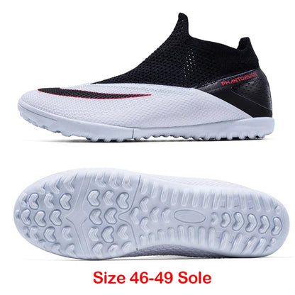 Big Size 49 48 Slip On Soccer Shoes Unisex Long Spike AG/TF Artificial Football Shoes Indoor Anti-slip Training Sport Boots