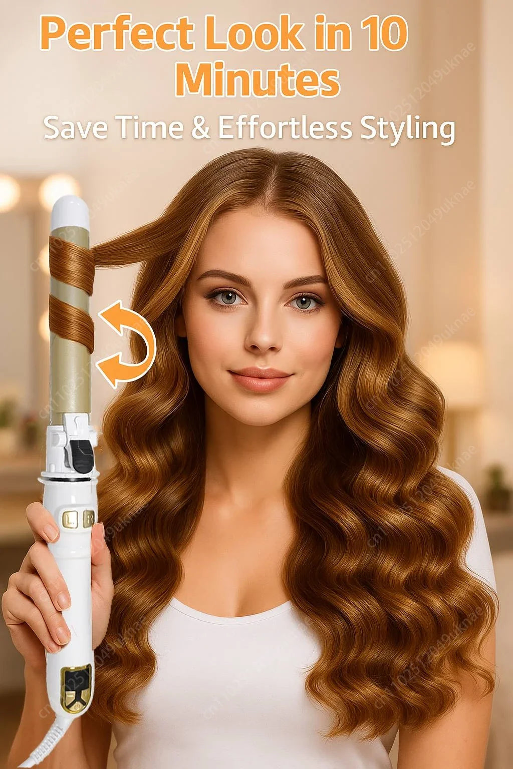 Automatic Hair Curling Iron 28mm Ceramic Barrel Rotating Curler for Big Waves and Smooth Damage Free Hair Styling