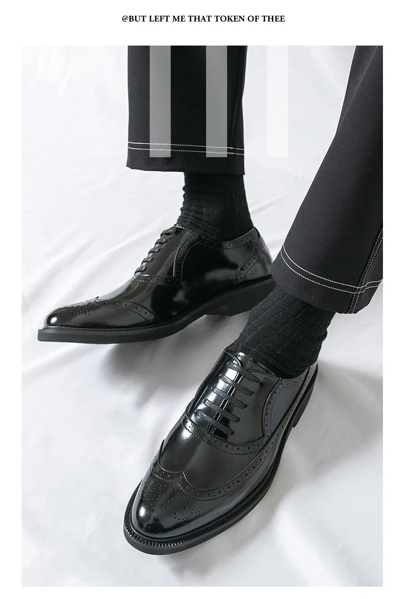 Men Suit Casual Shoes Luxury Men Brogue Dress Shoes Formal Business Leather Shoes Men Brown Wedding Italian Banquet Shoe Size 46