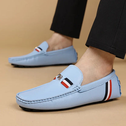 White Loafers Mens Black Leather Loafers for Man Casual Slip on Moccasins Men Comfy Moccasin Driving Shoes for Men