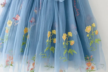 Girls Princess Dress with 3D Wings - Sparkle Tulle Sleeveless Gown, Fairy Puffy Party Dress for Birthday & Holiday