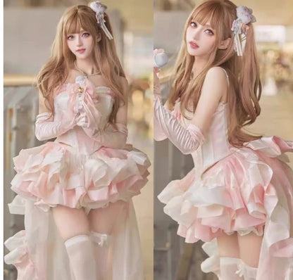 High Street Women's Mint Green Strapless Bowknot Sweet Fairy Organza Dress 2024 New Elegant Big Bow Trailing Party Wedding Dress