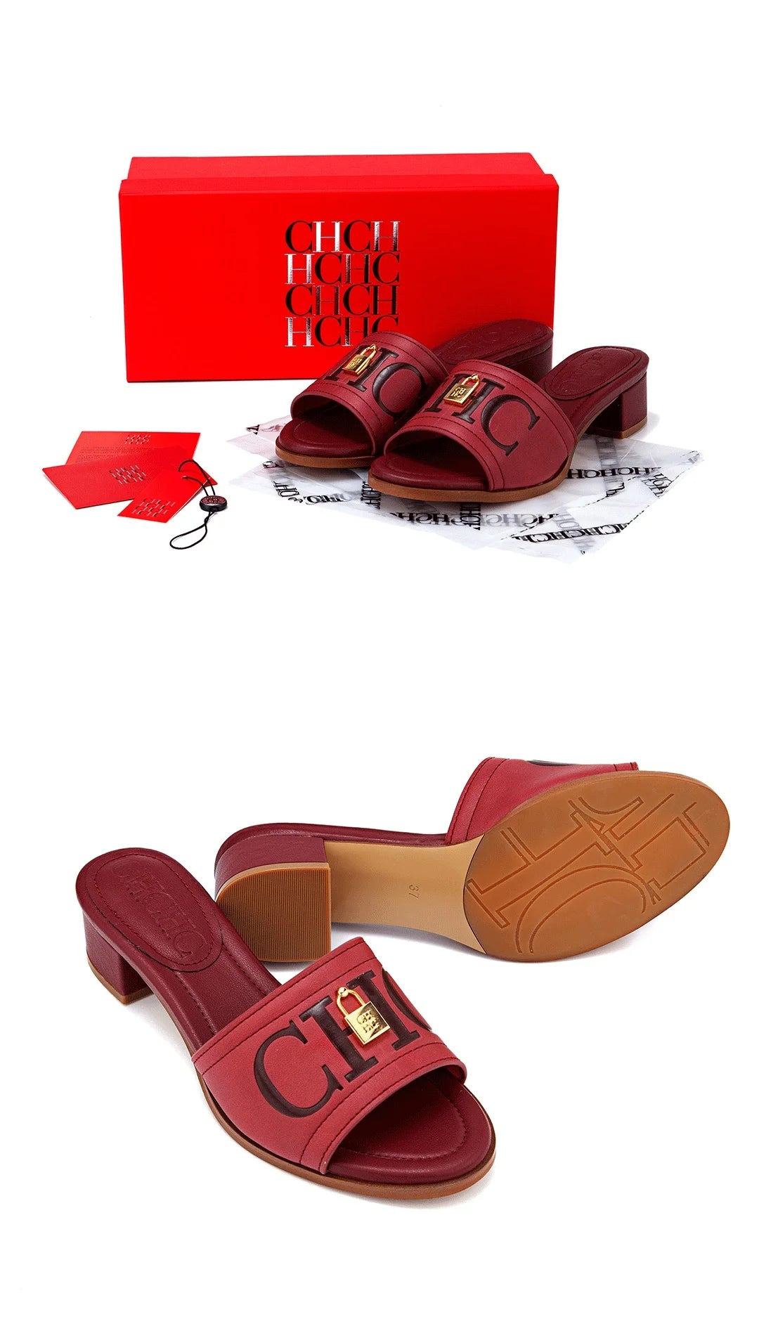 Fashion Monogram Print Elegant Design Women's Low Heeled Slippers Solid Color High Quality Metal Lock Simple Single Shoes