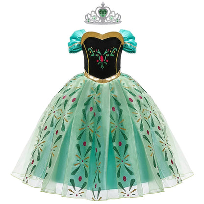 Anna Dresses Children Princess Dress Girl Cosplay Costume Kids Summer Clothes Halloween Birthday Carnival Robe Party Disguise