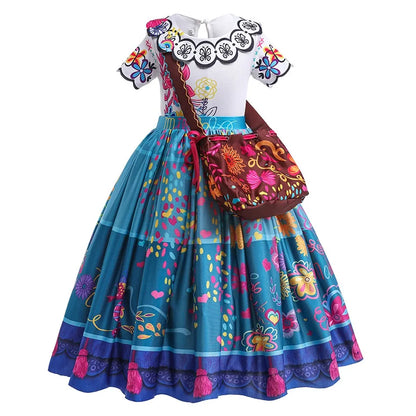 Children Princess Dress Kids Flower Madrigal Cosplay Costume Girls Mirabel Christmas Halloween Clothes Summer Outfit 2-10 Years