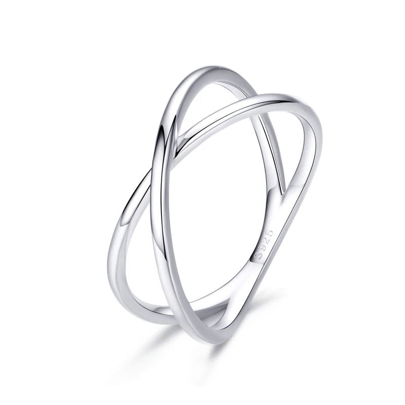 14K Gold Plated X Ring Dainty Minimalist 925 Sterling Silver Cross Ring for Women Promise Jewelry 2 Colors SCR543