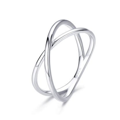 14K Gold Plated X Ring Dainty Minimalist 925 Sterling Silver Cross Ring for Women Promise Jewelry 2 Colors SCR543