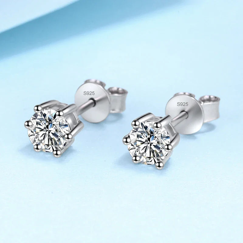 0.1ct-3ct D Color Moissanite Stud Earrings Lab Diamond 925 Sterling Silver with Gold Plated Earring Wedding Party Jewelry