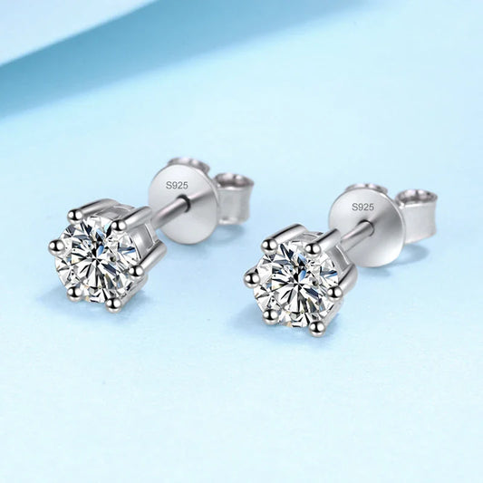 0.1ct-3ct D Color Moissanite Stud Earrings Lab Diamond 925 Sterling Silver with Gold Plated Earring Wedding Party Jewelry